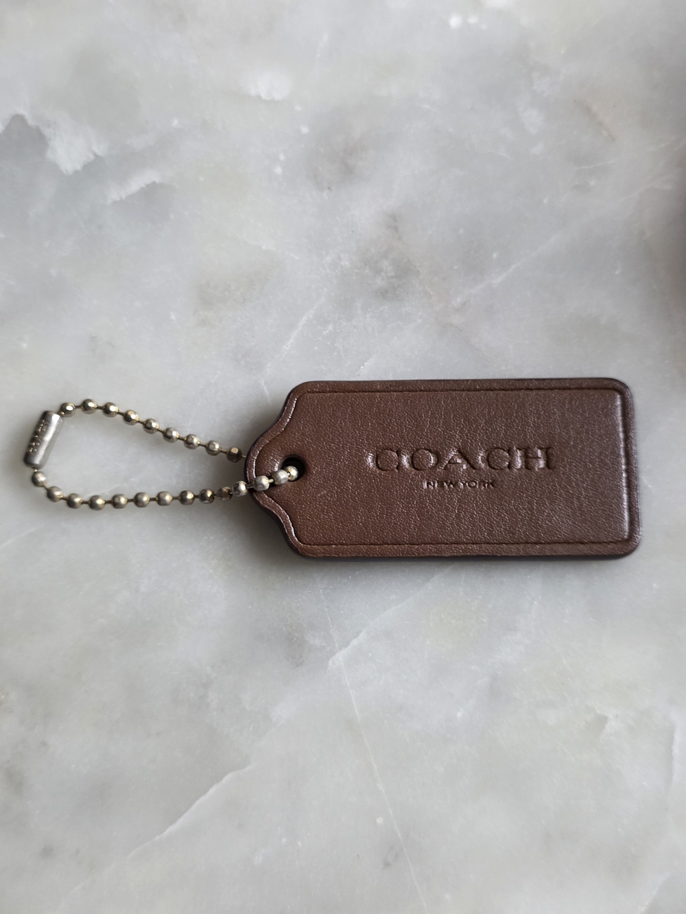 COACH Brown Leather Hangtag W/ Gold-toned Ball Chain